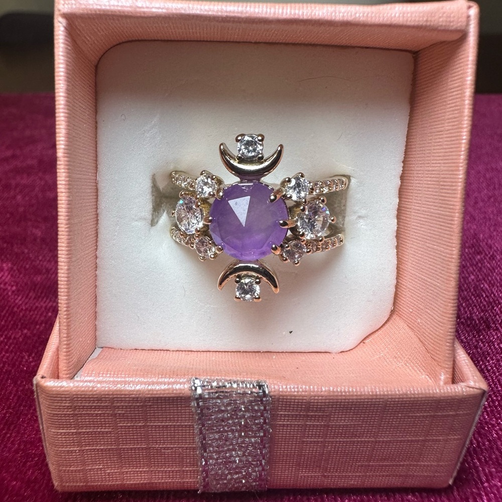 Bomb Party rose gold & purple ring size 7